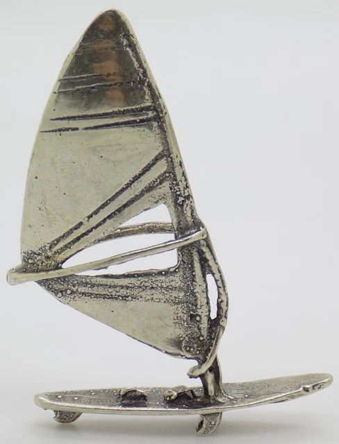 Vintage IN Argento Massiccio Italiano Fatto Casa Delle Bambole Windsurf Per