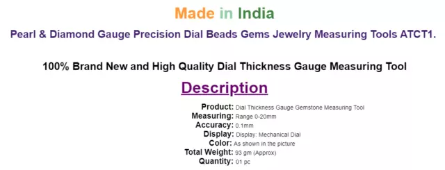 ATAR Pearl&Diamond Gauge Precision Dial Beads Gems Jewelry Measuring Tool ATCT1 3