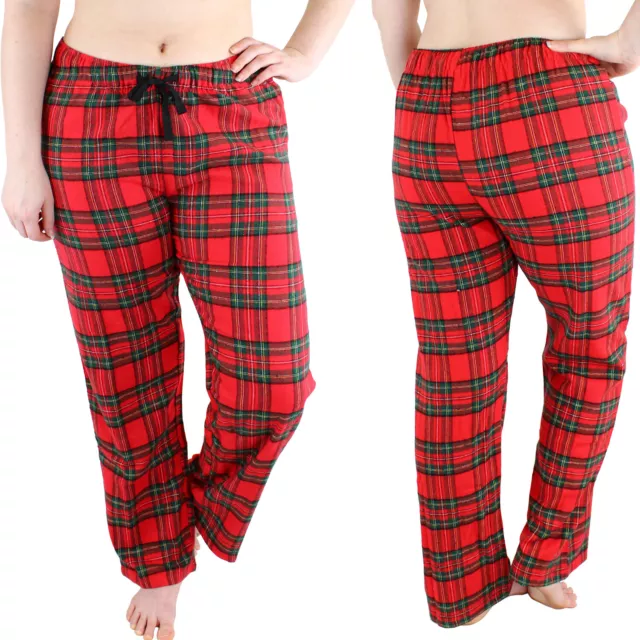 Womens Pajama Pants Lightweight Soft Flannel Plaid Casual Lounge Sleep Bottoms