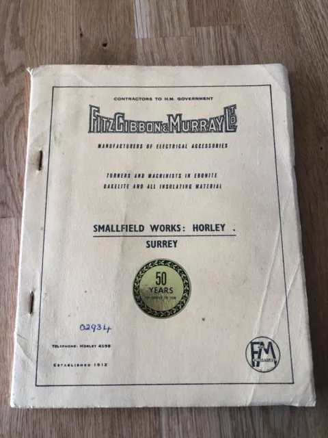 1950s or 60s fitzgibbon and murray of horley surrey catalogue