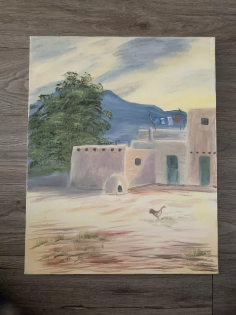 Tom Gavitt Original Pueblo Painting on Watercolor Board Signed Matted 27x20