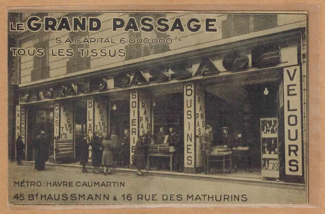 CPA Paris Le Grand Passage fabric store bvd Haussman rue Mathurins tp0433