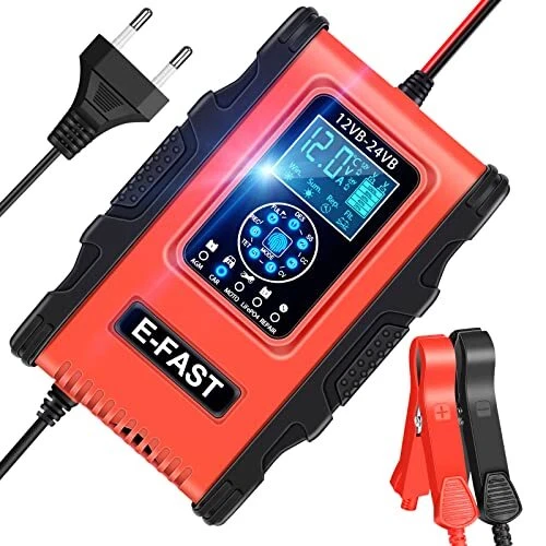 YDBAO Chargeur de Batterie Intelligent 12A 12V/24V Chargeur Batterie pour Voitur