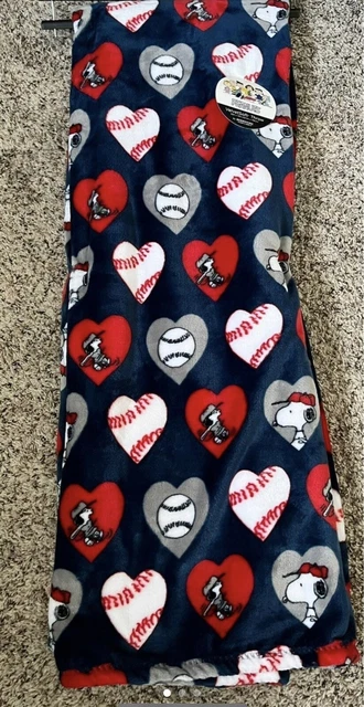 Peanuts SNOOPY Charlie Brown Baseball Throw 50"x70" Blanket Lucy Soft Plush NEW