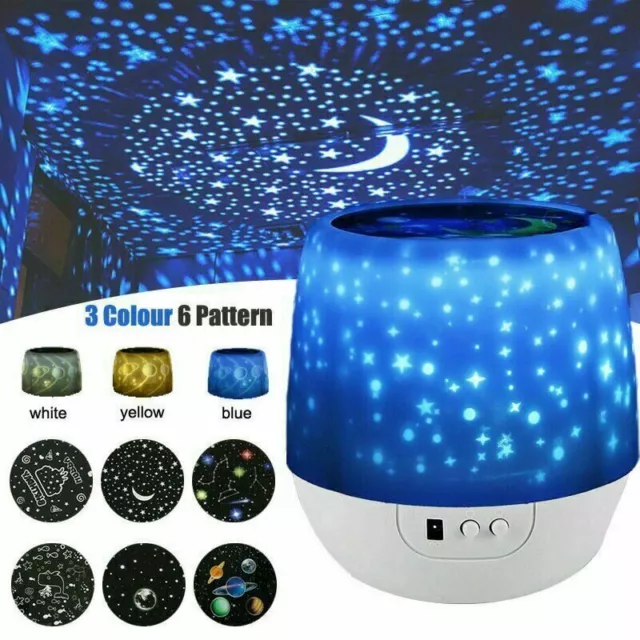 Rotating LED Night Light Bedroom Ceiling Star Sky Moon Lamp LED Star Projector