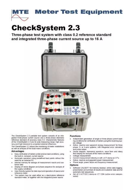 MTE CheckSystem 2.3 - Three Phase Test System with Reference 16 A 2