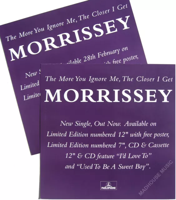 MORRISSEY DISPLAY Poster The More You Ignore Me 2-Sided In-Store PROMO ONLY UK