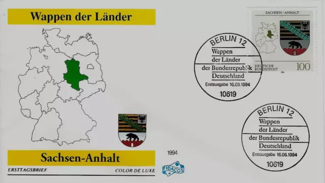 BRD FDC MiNr 1714 (2Bln) "Wappen der Länder Bundesrepublik (III)" Sachsen-Anhalt