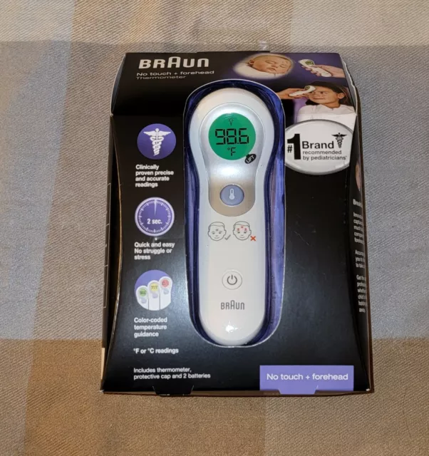 Braun No Touch + Forehead Thermometer NTF300, °F Or °C Readings, White