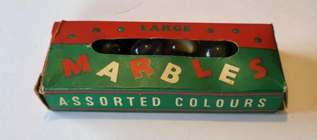 Rare set x11 No.17 vintage glass marbles in original Art Deco box IMC England #1