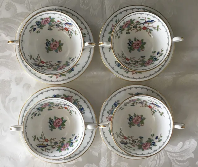 AYNSLEY PEMBROKE Fine Bone China 4 x SOUP COUPES / SAUCERS~Ex! - Probably unused 2