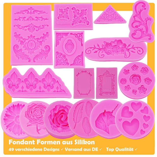 MYPRACS Fondant Silikonformen - 4-tlg. Set Mit Herz & Ring Motiven Für Hochzeitsdekoration