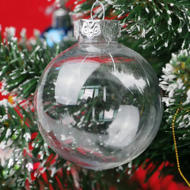 5 Christmas Bauble Ball Clear Glass Fillable Hanging Tree Ornaments Home Shop Uk