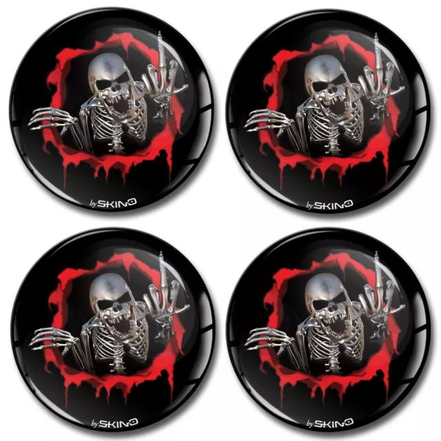 4 x 68mm Silicone Stickers For Wheel Center Centre Hub Caps Badge Skull