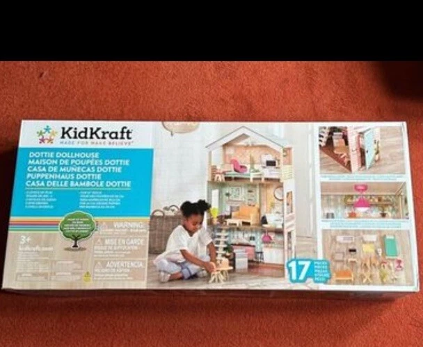 WOODEN DOLLHOUSE KIDKRAFT Dottie 3 Floors 17 Furniture Accessories £54.