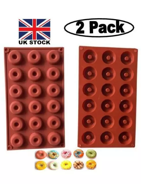 (2 PC) New Donut Design Silicone Chocolate,Baking,Wax,Candy,Soap,Bath 36 Mould