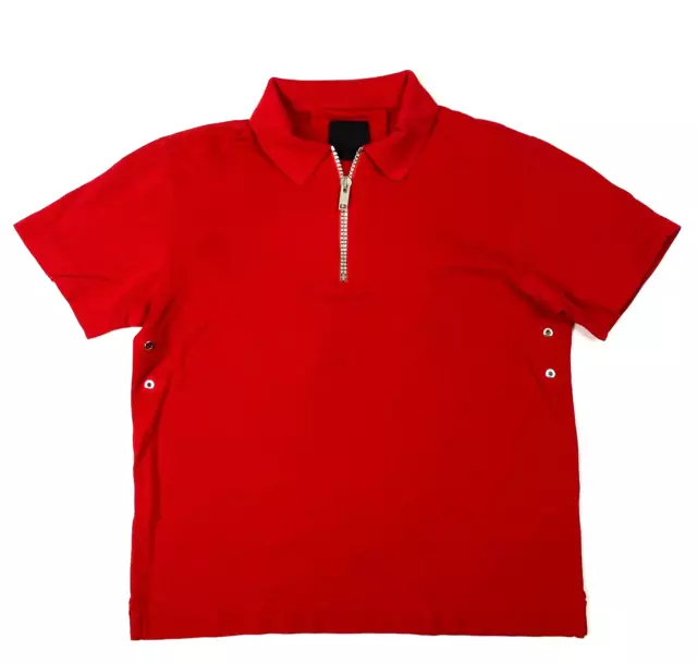 Givenchy zip up pique Red cotton polo shirt Medium Side Vents classic fit Italy