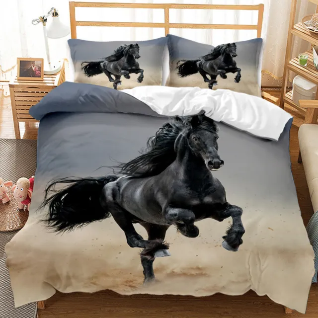 Black horse Quilt Cover Set Single Queen Comfortable Quilt/doona Cover