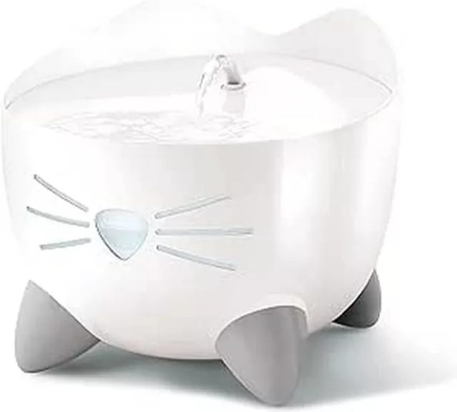 Cat Water Fountain 2.5L Provides Continuous Flowing Water White 3 Fold Filter