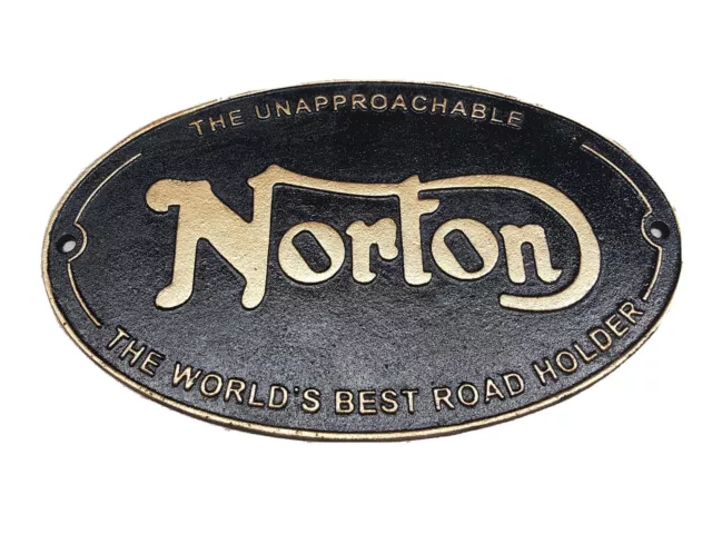 NORTON THE WORLD'S BEST ROAD HOLDER CAST IRON SIGN Motorbike Motorcycles