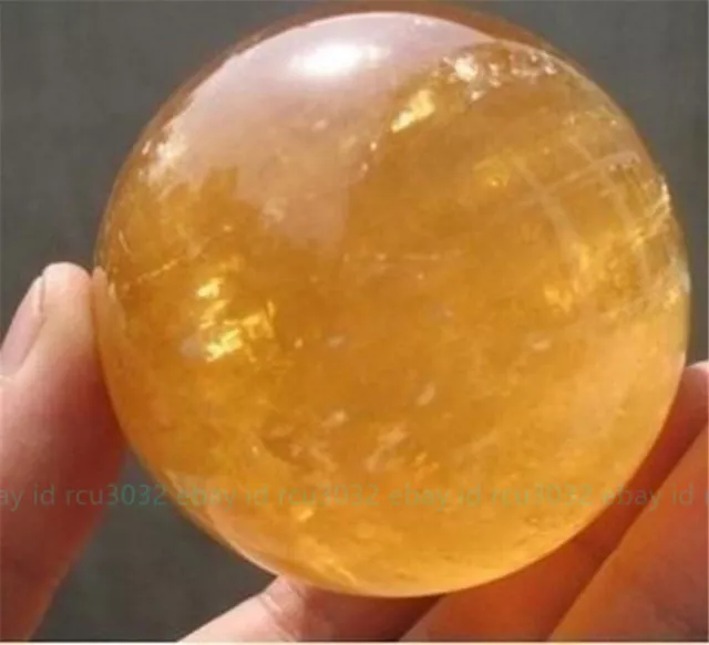 Natural Citrine Calcite Quartz Crystal Sphere Ball Healing Gemstone 40MM +Stand