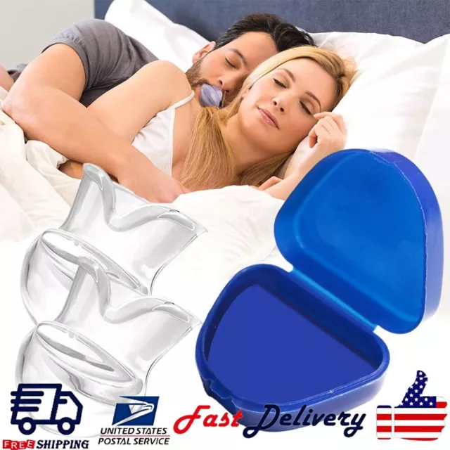 2Pcs Anti Snoring Silicone Tongue Retainer with Case Stop Snore Tongue Device