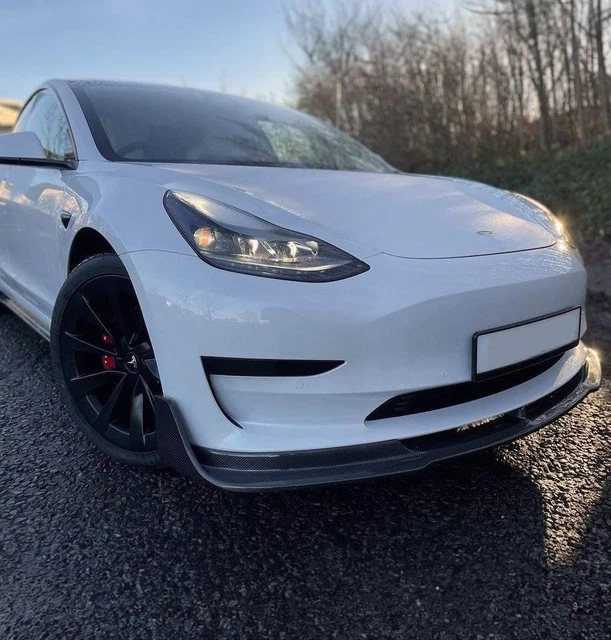 TESLA MODEL 3 V Style Carbon Fibre Front Splitter 16-Present £363.00 ...