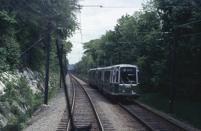 Transit Slide - Boston T Subway #3463 LRV Car Riverside Line Newton 1979 MBTA