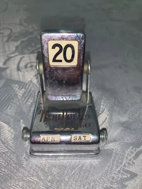 Vintage Metal Perpetual Flip Desk Calendar New York City Souvenir Month Day Date