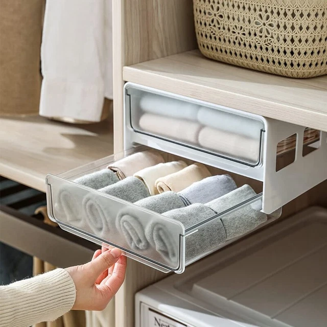 Tiroir Coulissant à Coller Sous Un Bureau - 21,5x13,5x18,5 Cm - En Bois - Pour Rangement Stylos, Snacks, Bijoux