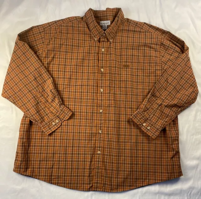 Carhartt Button Shirt Mens Size 4XL Long Sleeve Cotton Casual Work Western Farm