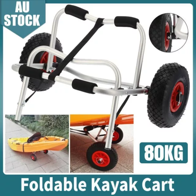 Foldable Kayak Canoe Trolley With Strap Aluminium Collapsible Wheel Cart Carrier