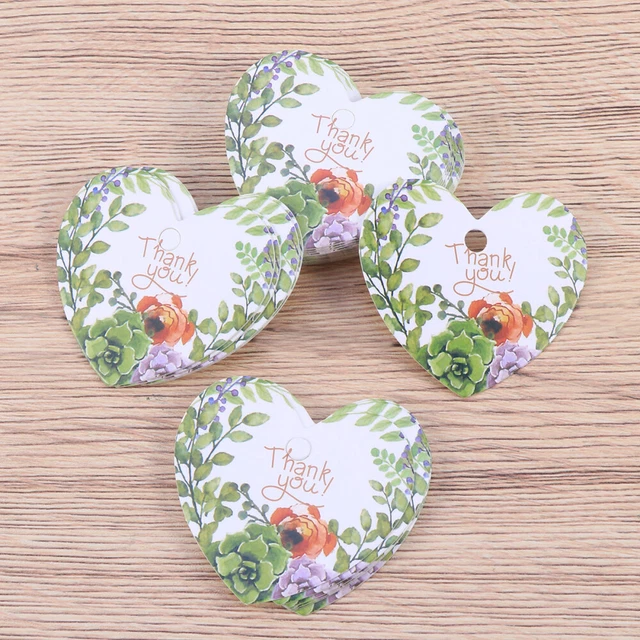 50 piezas Colgantes de papel con flores Etiquetas para envases de regalo