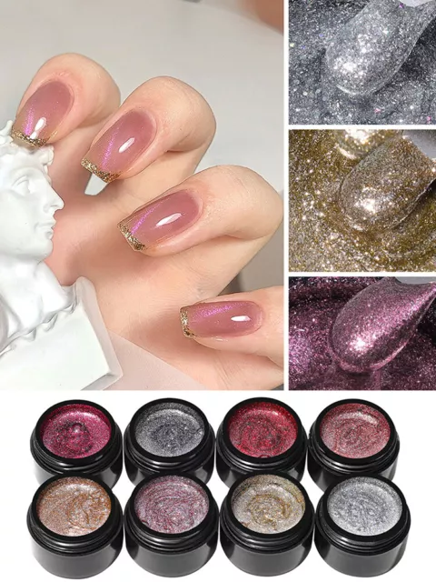Vernice glitter gel Diamond Nail Line Shiny Star Platinum UV veloce -