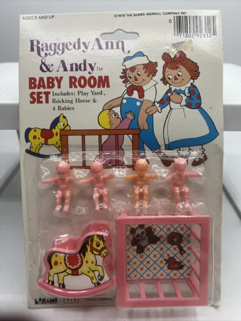 Raggedy Ann & Andy Playhouse Baby Room Set Rocking Horse Babies Crib 1978 NOS