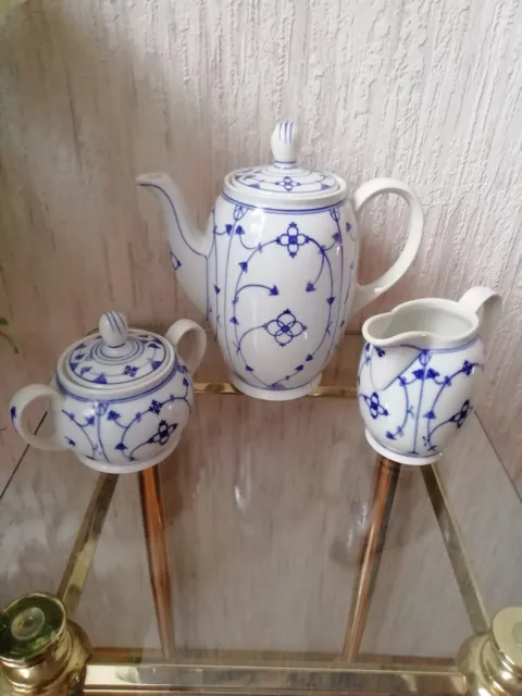 Strohblume Kaffeekern Kaffeekanne, Zuckerdose, Sahnekännchen um 1940