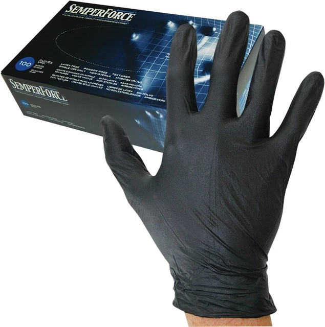 Black Nitrile Exam Tattoo Gloves, Powder-Free, 5 Mil, 1000 Pcs - Semperforce