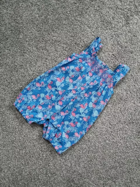 Baby Girls Jojo Maman Bebe Blue Smocked Romper Outfit 0-3 Months Flamingoes u