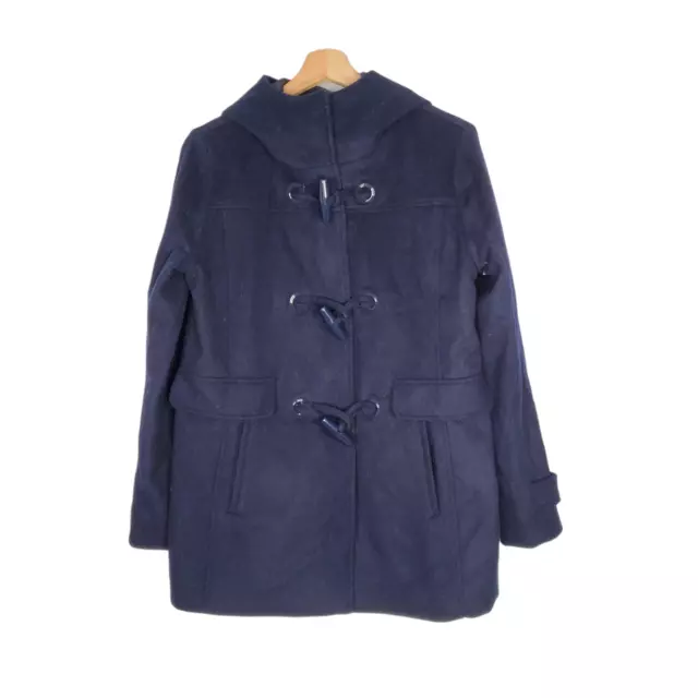 Pendleton Roslyn Womens Lambswool Blend Hooded Toggle Coat Navy Blue Size Small