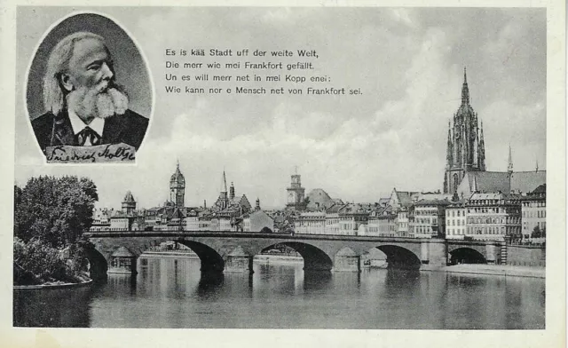 AK Frankfurt Main, Alte Brücke + Dom, gelaufen 1959, Hessen