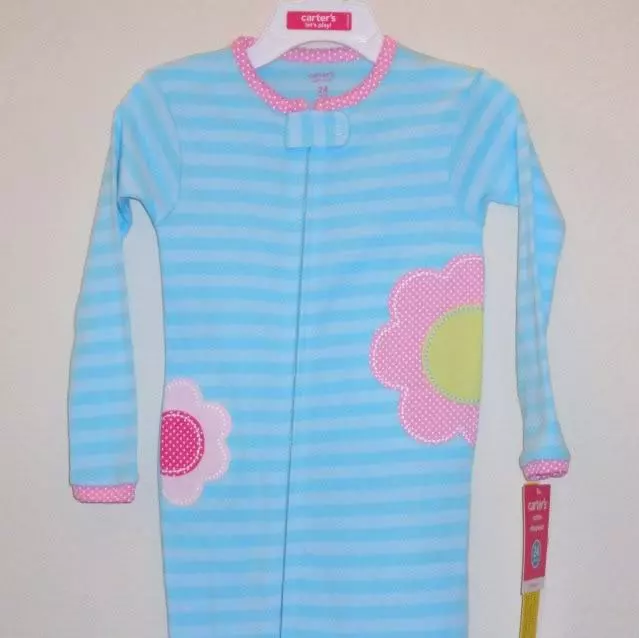 NWT ☀FOOTED☀ CARTERS  Sz 24m Pajamas FLOWERS Girls New