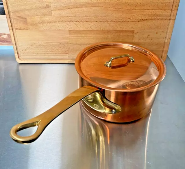 Mauviel M200 2mm Copper Stainless Sauce Pan With Lid Bronze Handles 3.5 quarts