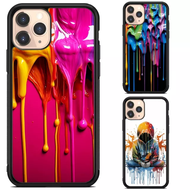 Hard Black Cover For Galaxy S20 S21 S22 Plus Ultra colorful Paint Drip paper