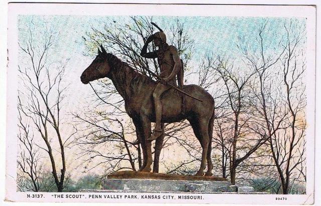 Missouri Postcard Kansas City The Scout Penn Valley Park