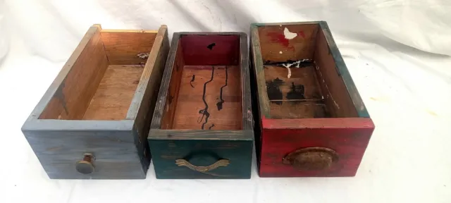 3 alte Holz Schubladen