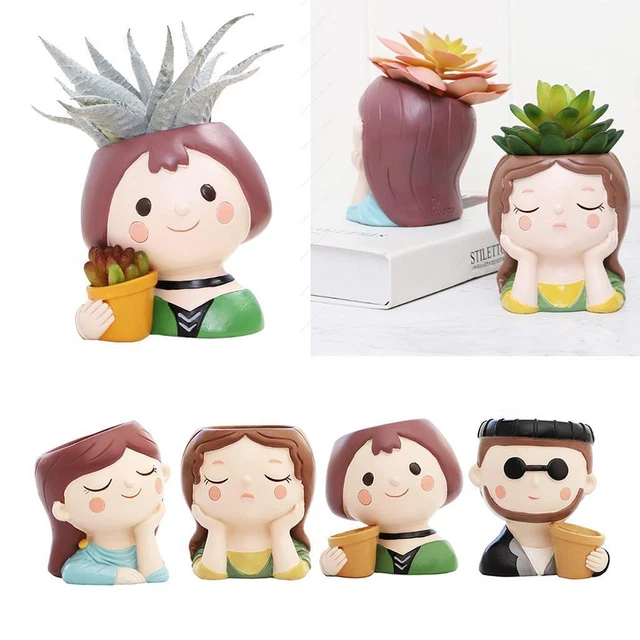 Résine succulente plante Pot mignon fille fleur planteur Vase maison jardin