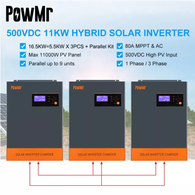 16.5KW 48VDC Solar Hybrid Off-Grid Inverter Charger MPPT 80A 220V Parallel model