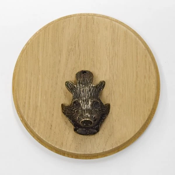 Placa de Jabalí Redondo Claro Af 13CM con Pequeños Jabalí Cabeza Decoración