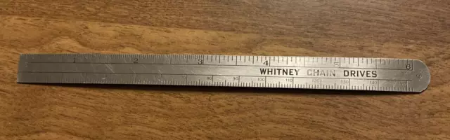 Whitney Chain Drivers 6” Metal Ruler Depth Guage w/ Decimal Equivalents C23