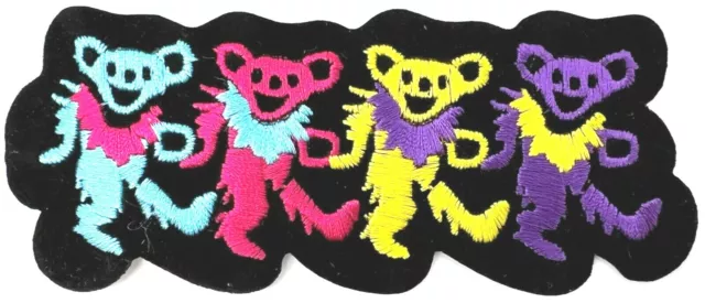Grateful Dead Dancing Bears Embroidered Rock Iron On Patch 5" x 2"
